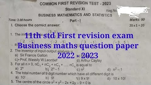 11th std First revision exam Business maths question paper 2022 - 2023