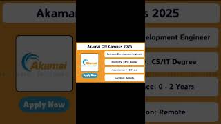 Akamai SDET Recruitment 2025 🔥 | Remote Job for Freshers 💻 | 0–2 Years | Apply Now! #AkamaiJobs