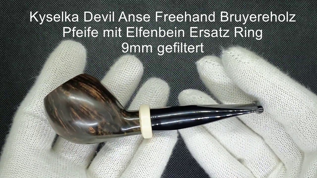 Kyselka Devil Anse Freehand Bruyereholz Pfeife mit Elfenbein Ersatz Ring  9mm gefiltert - YouTube