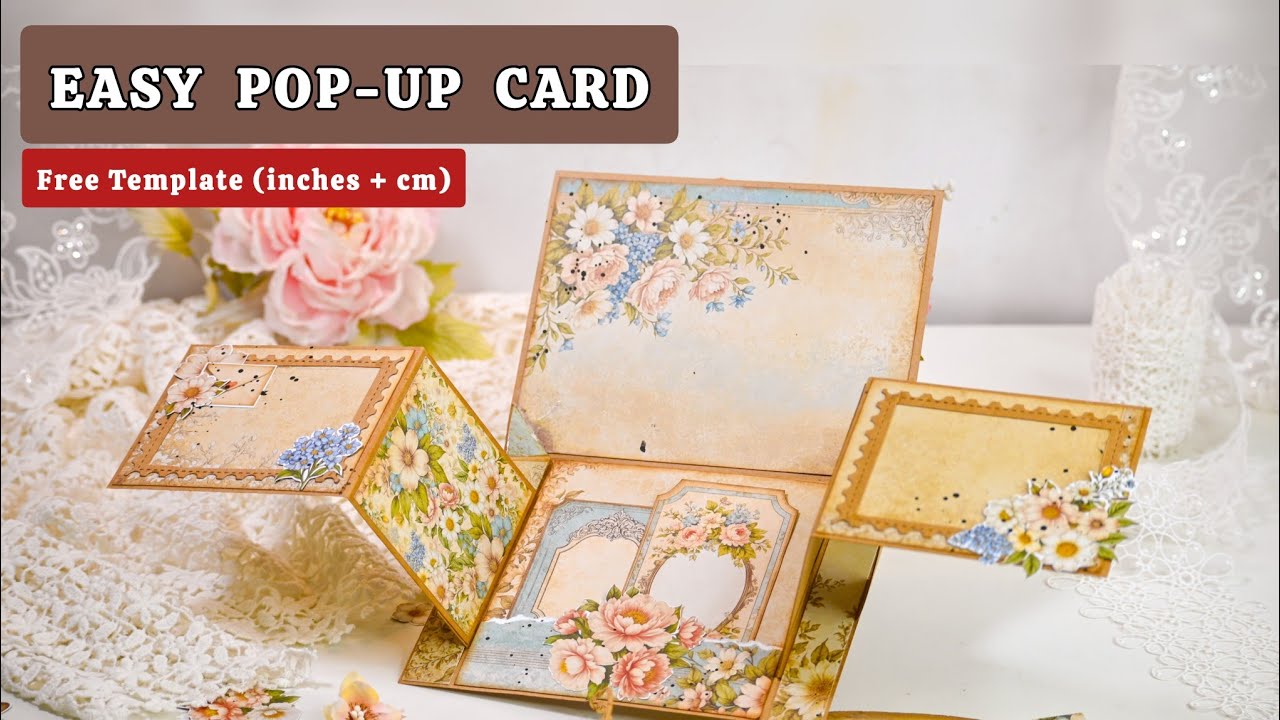 EASY Pop Up Card Tutorial ✂️ FREE Template (Inches & CMs) | DIY Paper Craft by Crafter Sabaa