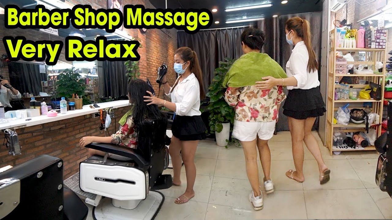 Vietnam Massage Barber Shop ASMR Wash Hair with Beautiful Girl very Relax | Street Food And Travel