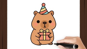 How To Draw a BIRTHDAY CAPYBARA KAWAII I Easy
