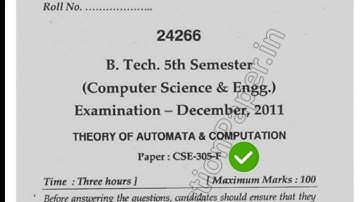 2011 Mdu BTech CSE 5th Sem Theory of Automation Question Paper #MduQuestionPaper