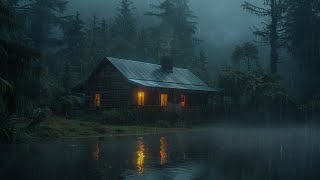 Soothing Rainstorm and Thunder Sounds for Deep Sleep in the Abandoned House at Night in the Forest