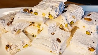 النوجا البيضاء الأصلية بثلاث مكونات فقط بطريقة سهلة وبسيطة بطريقه/ Amany food