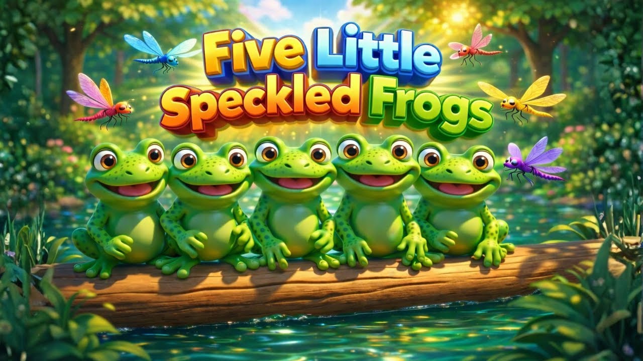 Five Little Speckled Frogs 🐸 | Fun Counting Song for Kids | Nursery Rhymes