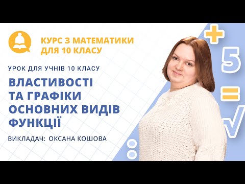 Властивості та графіки основних видів функції (урок з математики для учнів 10 класу)