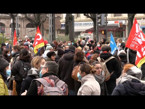 French hospital workers protest in Lyon