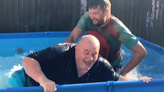 CRAZY Family swimming pool tag team wrestling match