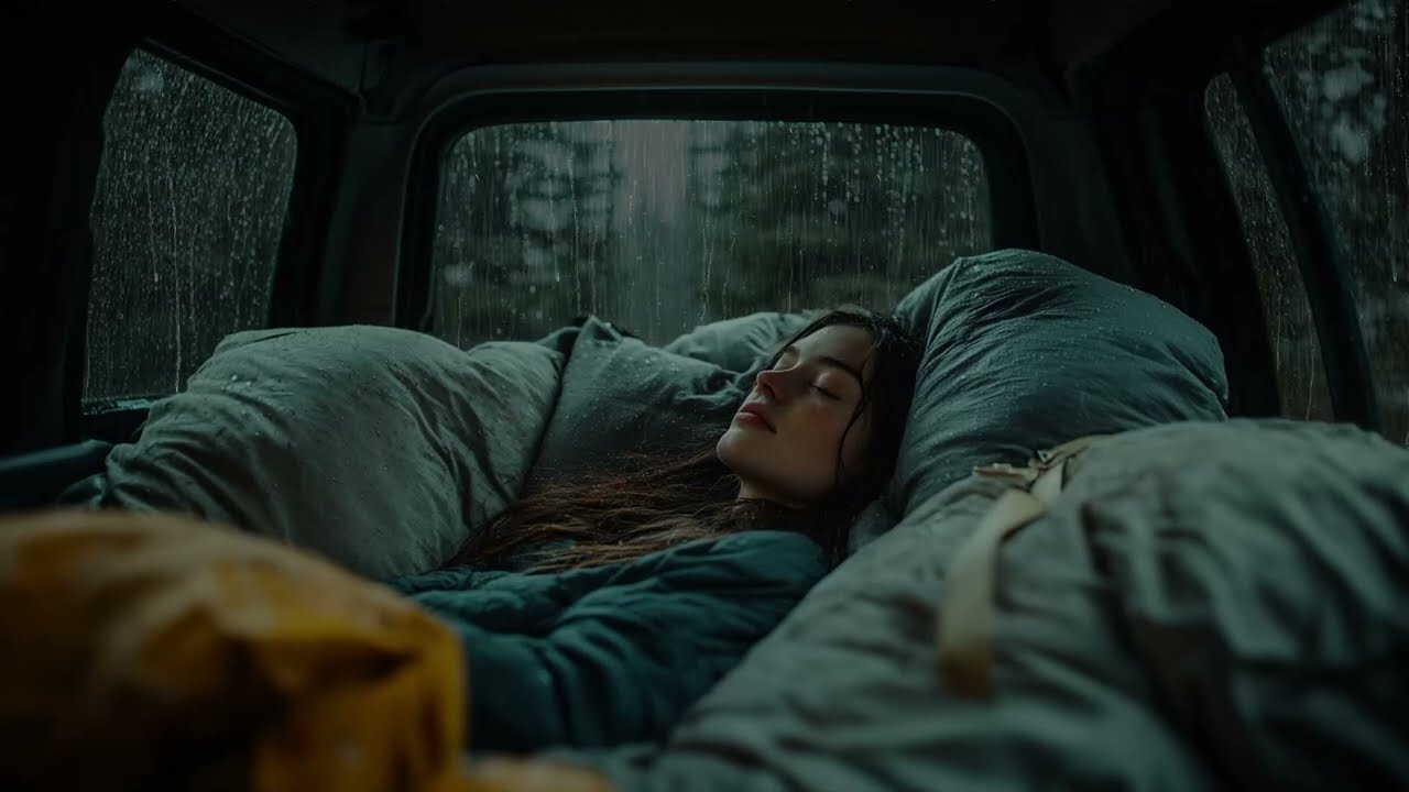 Soft Rainfall on Van Windows – Peaceful Ambience for Deep Sleep, Relaxation, and Stress Relief