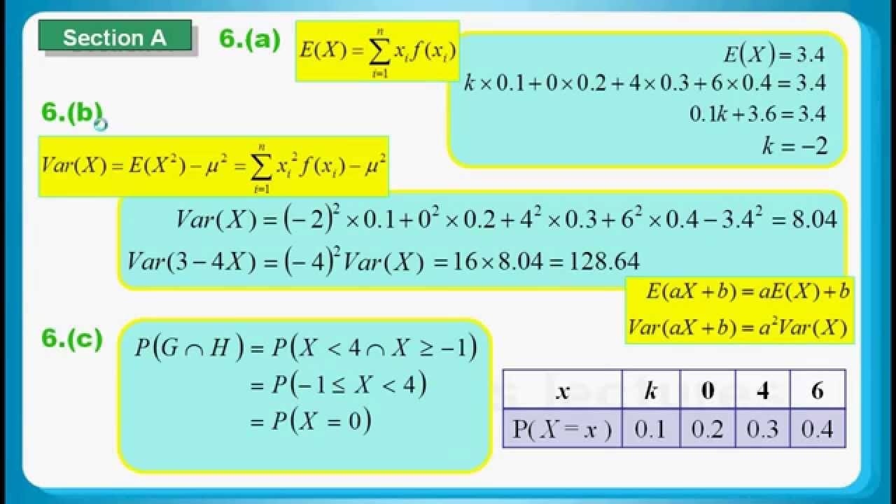 HKDSE 2014 Maths M1 Q06: Probability 概率 , Expected Value 期望值, Variance 方差