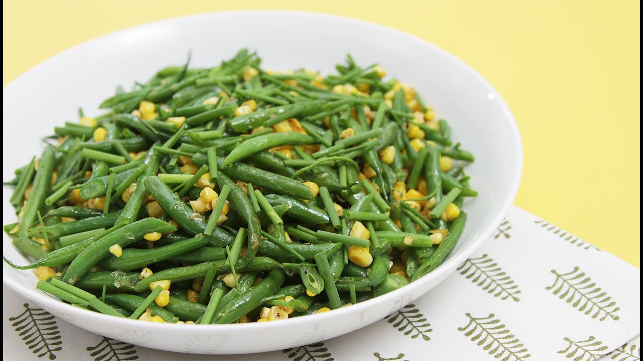 Sautéed haricots verts with fresh corn & chives YouTube