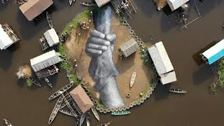 Giant fresco appears in floating Benin village | AFP