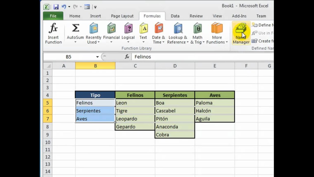 Crear una lista desplegable en excel