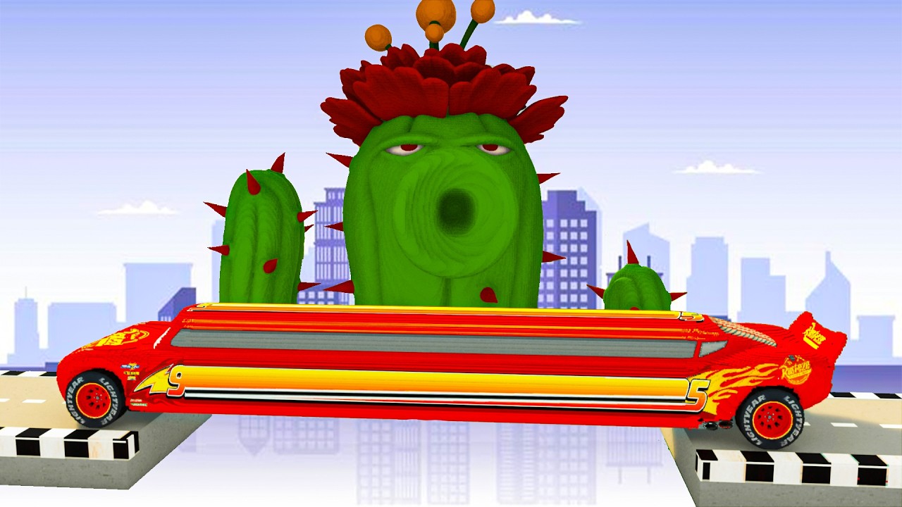 LONG CARS vs CACTUS - Plants vs Zombies in Teardown