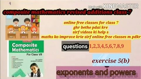 exponents and Power class 7 Composite mathematics  class 7 exercise 5(b) question 1,2,3,4,5,6,7,8,9