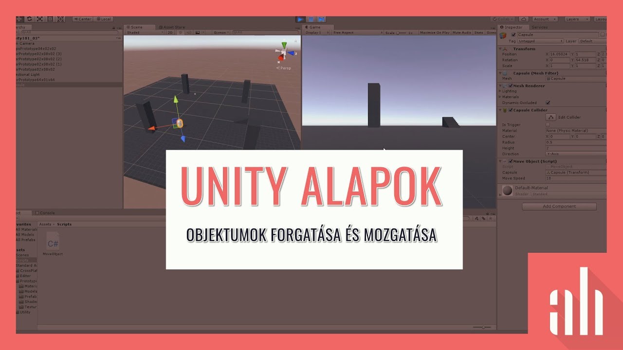 [Unity 101] Objektumok forgatása és mozgatása - Unity alapok - YouTube