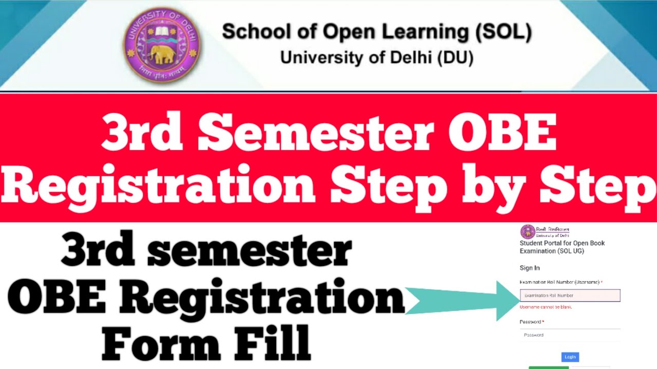du sol : 3rd semester OBE Registration Step by Step | how to fill OBE Registration form SOL