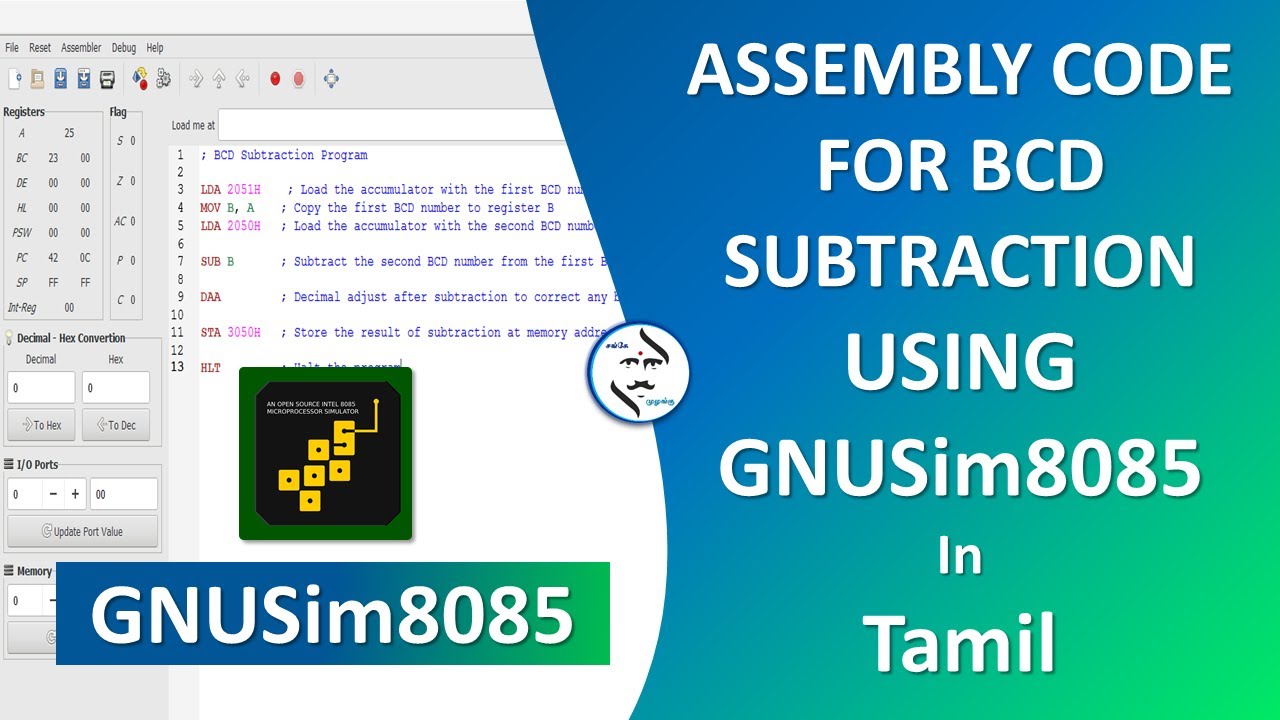 BCD Subtraction 8085 | Subtraction of two BCD numbers in 8085 | BCD subtraction in Tamil