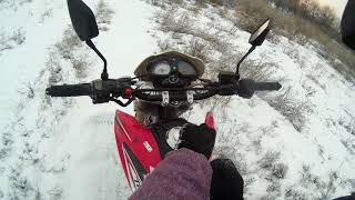 Зимний прохват на мотоцикле TTR250R