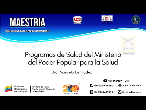 Programas de Salud del Ministerio del Poder Popular para la Salud. Dra. Marisela Bermúdez