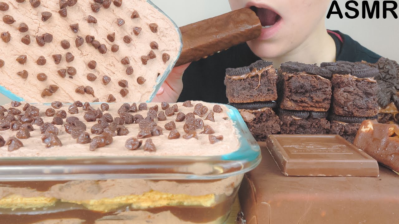 ASMR Chocolate Icebox Cake, Nutella Oreo Brownie, Klondike & Snickers Ice Cream [Dessert Mukbang]