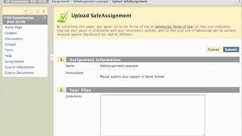 Blackboard 9: Student Submission of SafeAssignments
