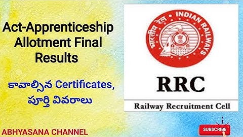 RRC SECUNDERABAD // ACT APPRENTICESHIP FINAL ALLOTMENT RESULTS - 2021/22 // SCR // ABHYASANA CHANNEL