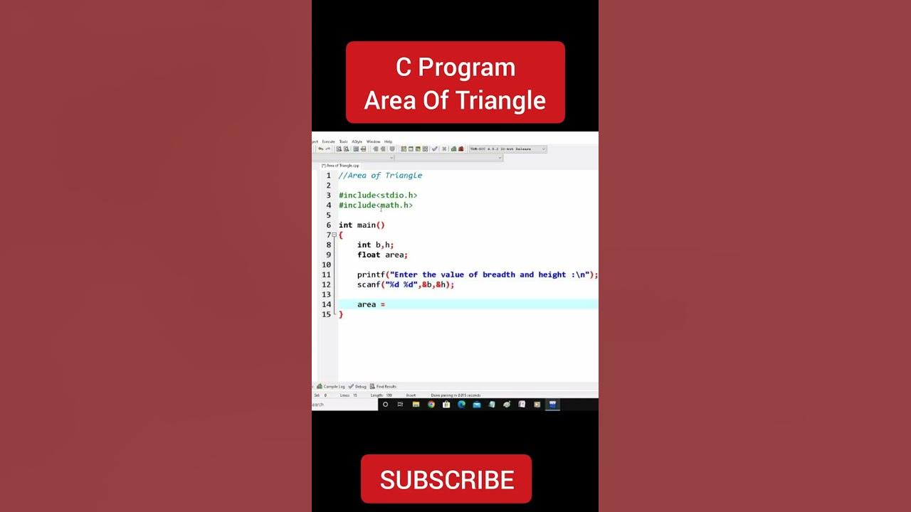 C Language - Area Of Triangle 🔼|#c #cprogramming #clanguage #shortsfeed ...