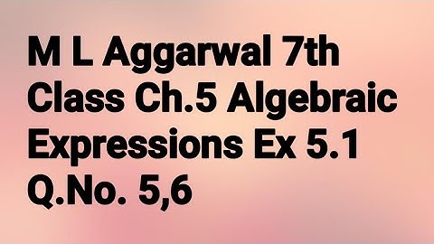 M L Aggarwal 7th class Ch. 5 Algebraic expressions Ex. 5.1Q. No. 5,6