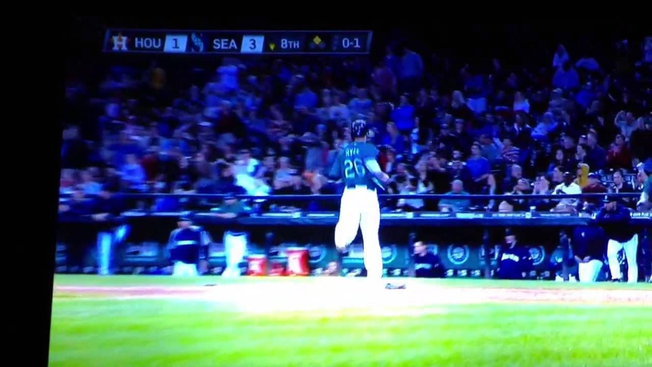 Mariner pegged with baseball. Called out YouTube