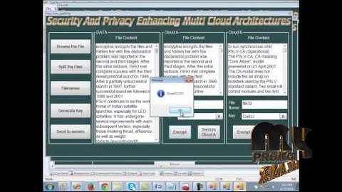 Final Year Projects | Security and Privacy Enhancing in Multi cloud Architecture