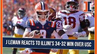 J Leman reacts to Illini's 34-32 win over USC, previews Purdue | Illini Inquirer Podcast