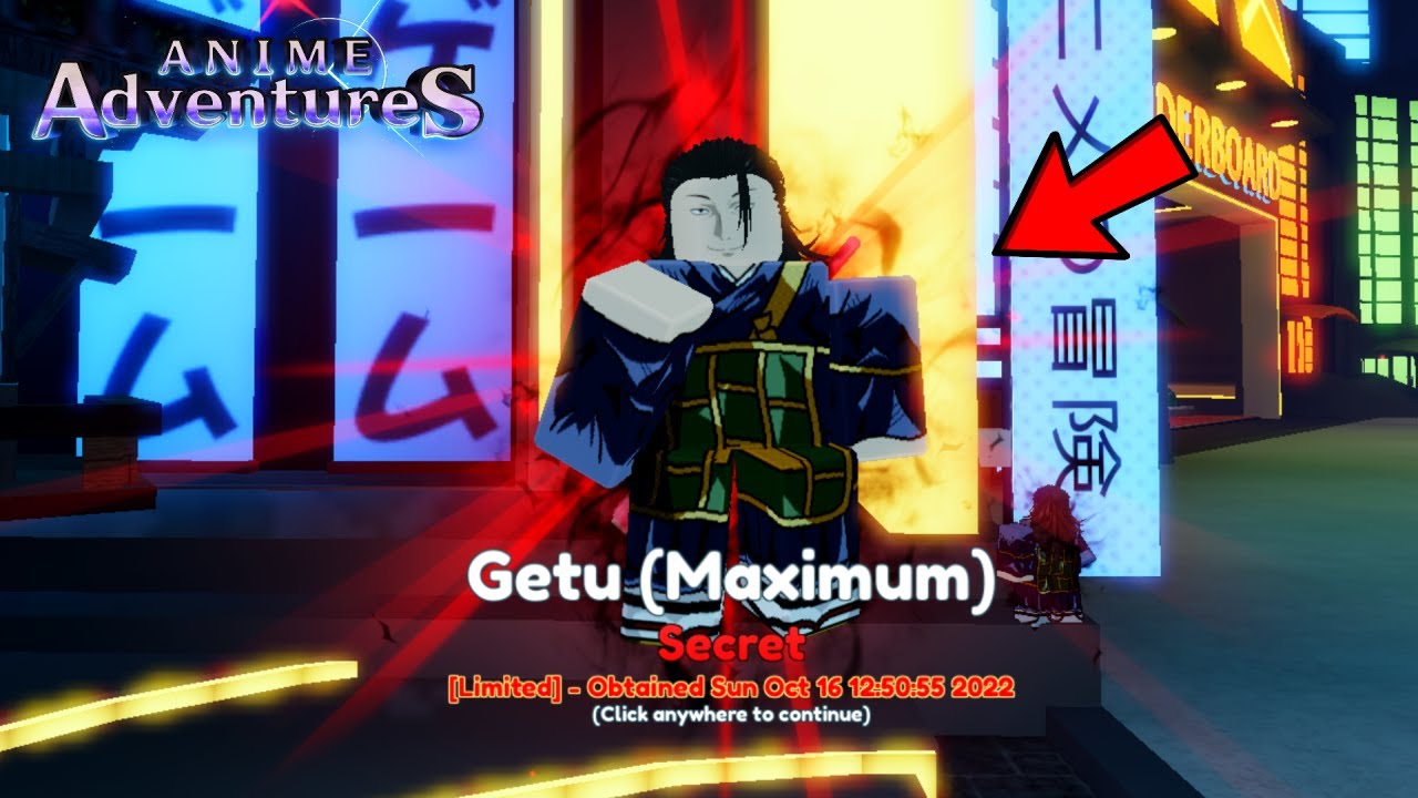New LIMITED Secret GETU (MAXIMUM) Showcase Anime Adventures 
