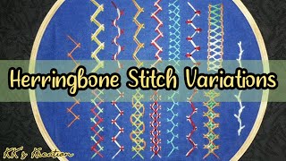 Herringbone Stitch Family | 16 types of herringbone stitches | EMBROIDERY STITCHES with VARIATIONS