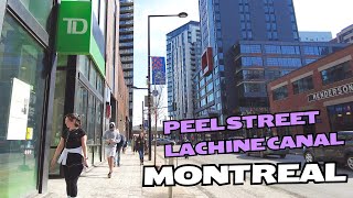Downtown Montreal Walk - Peel Street to Lachine Canal - Winter Canada 2024