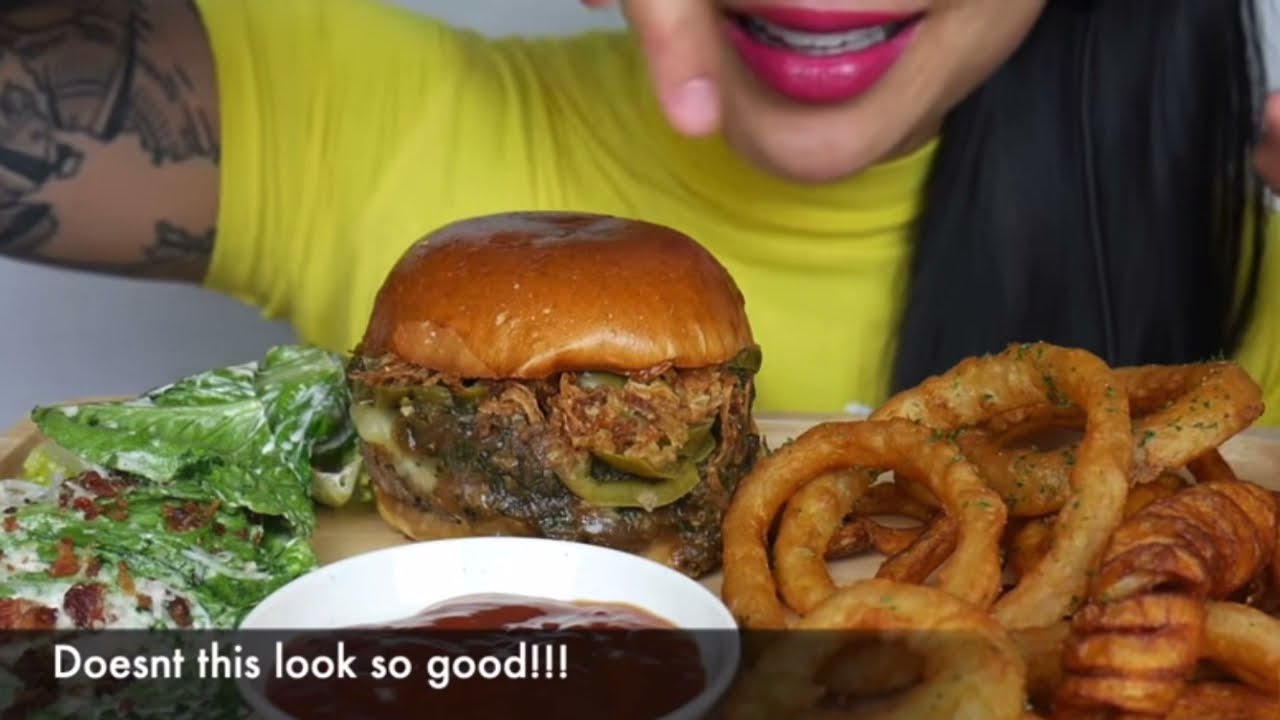 SAS ASMR *BITES ONLY* GOURMET CHEESEBURGER + ONION RINGS