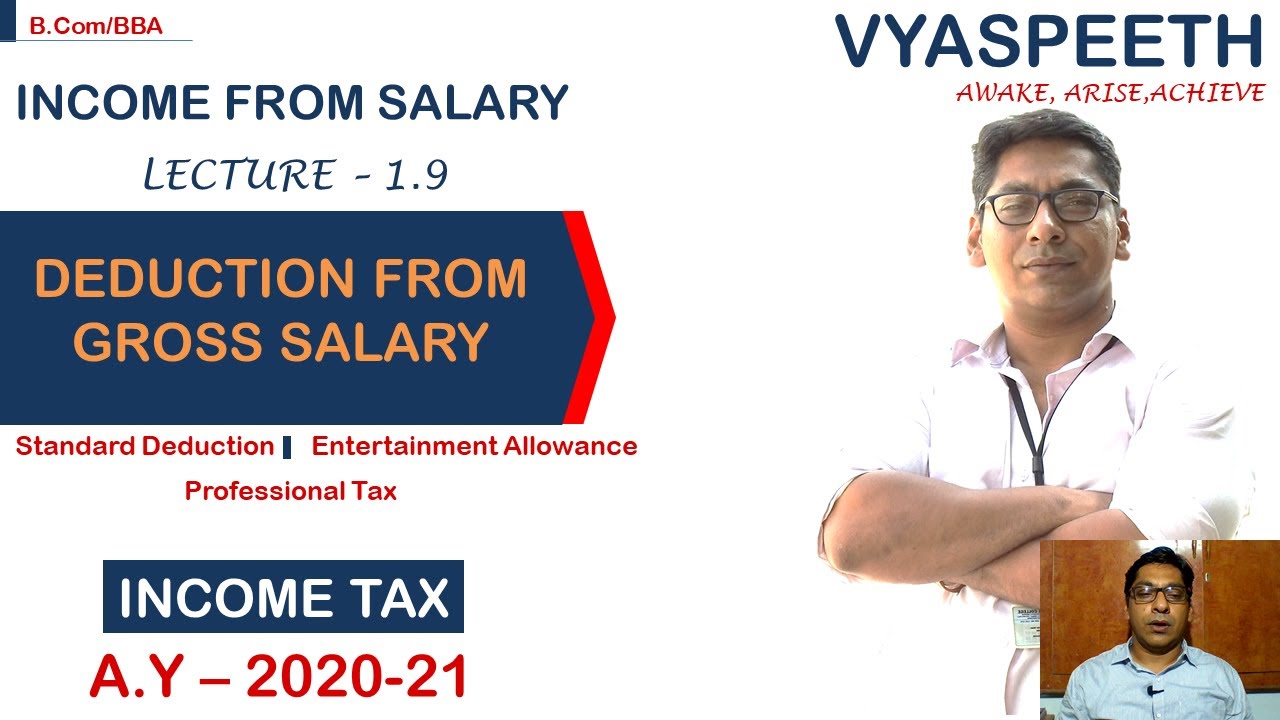 1.9 Deduction From Gross Salary- A.Y 2020 -21 | Standard Deduction | B.Com |BBA || Hindi