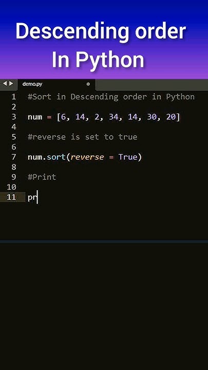 Sorting list in Descending order using Python #python #programming ...