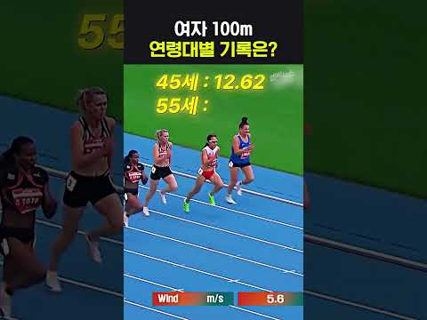 35세부터 85세까지 여자 100m 기록 차이