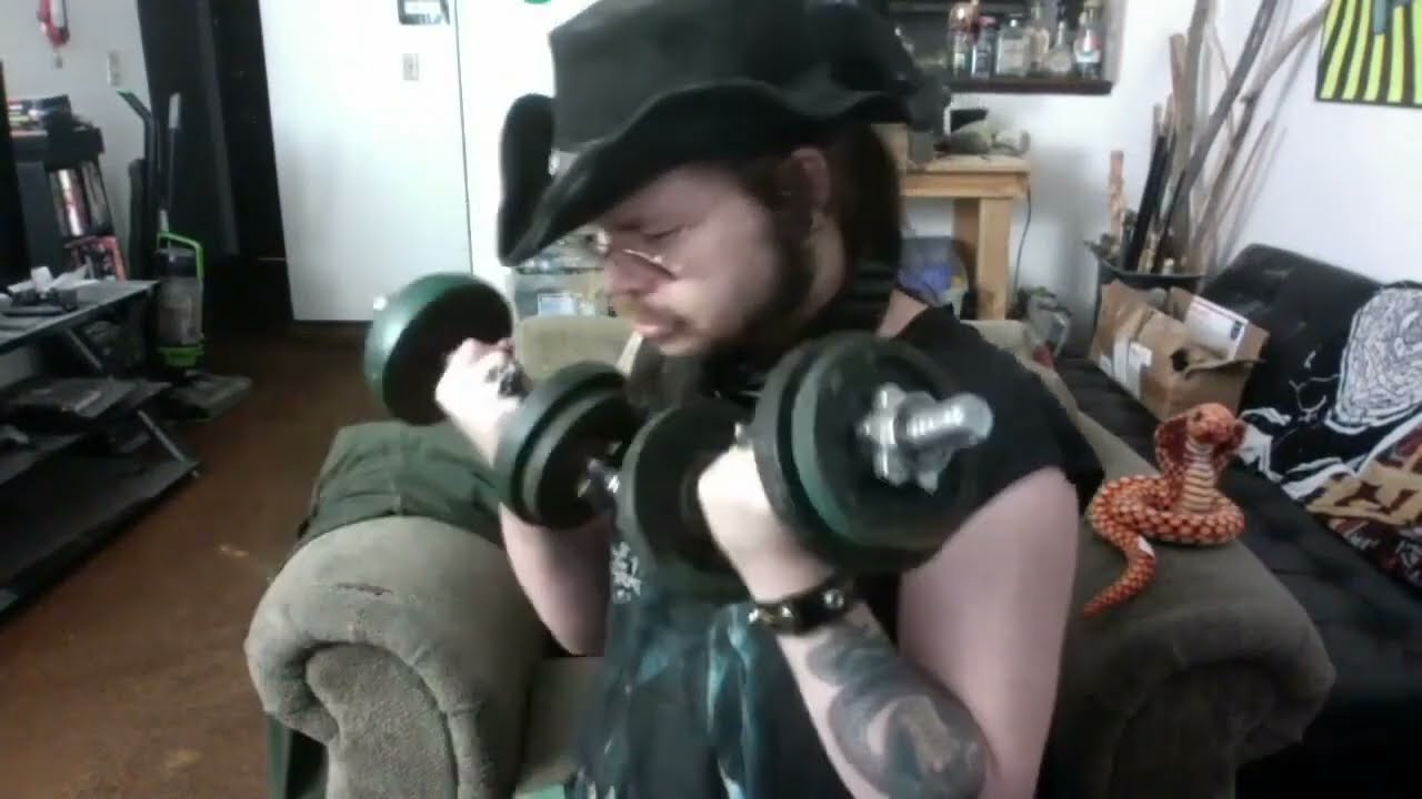 gothic YouTuber, who's famous, has huge biceps, a huge  member, and is cutting back on drinking