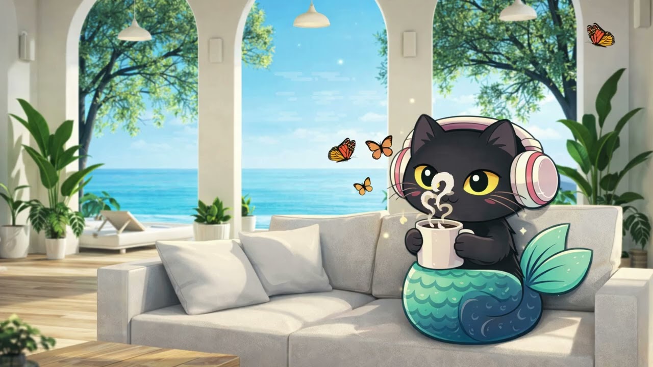 Take it Easy. Enjoy Being in Peace🍀Oceanfront Mansion Upbeat Lofi for Relaxation & Motivation ✨