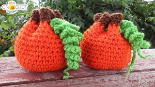Pumpkin Drawstring Bag  Easy Crochet Pattern & Tutorial