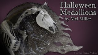 Spooky Ghost Halloween Horse Medallions with BONES! || by Equine Artist Mel Miller