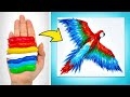 رسم وتلوين الببغاء بالأصابع فكرة فنية مذهلة