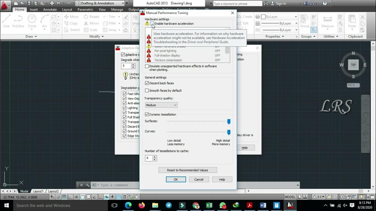 AutoCAD Cursor slow movement Rectification Hardware acceleration