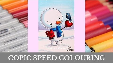 COPIC - Colouring snow & a snowman / Colorier la neige et un bonhomme de neige -  Polkadoodles digi