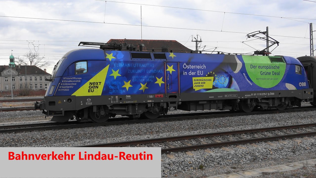 Bahnverkehr Lindau: Dosto, Desiro, IC119 Bodensee, EC Zürich🔁München, Talent, RE m. BR612