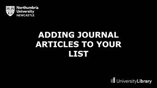 Adding journal articles to your list