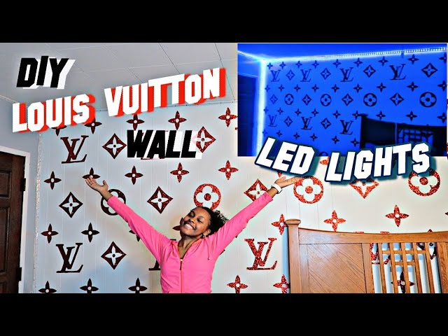 DIY HOLOGRAPHIC LOUIS VUITTON WALL (EVERYTHING BY HAND)* CUTE HOME
